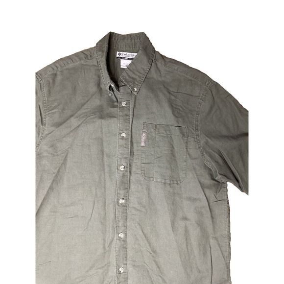 Columbia One Pocket Button Short Sleeve 100% Cotton Shirt Men's Green Size Med - Picture 3 of 9